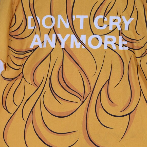 PushButton Yellow Cotton T-Shirt – Anime-Inspired Graphic, "Don't Cry Anymore" - Picture 7 of 7